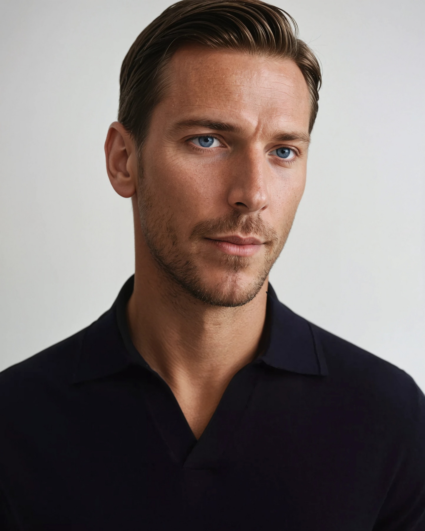 Longsleeve Polo Zonder Knopen Zwart