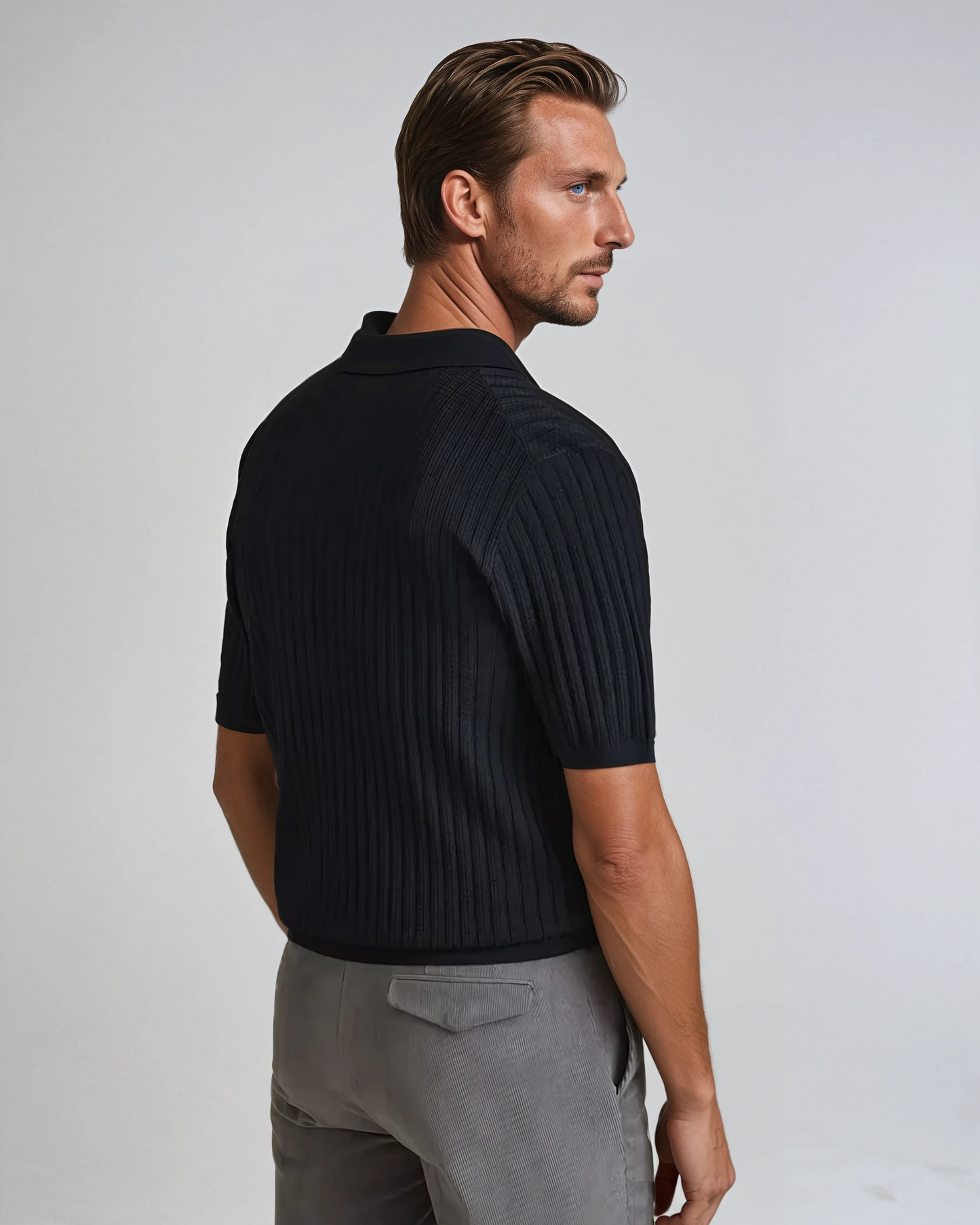 Crochet Cardigan Polo Zwart