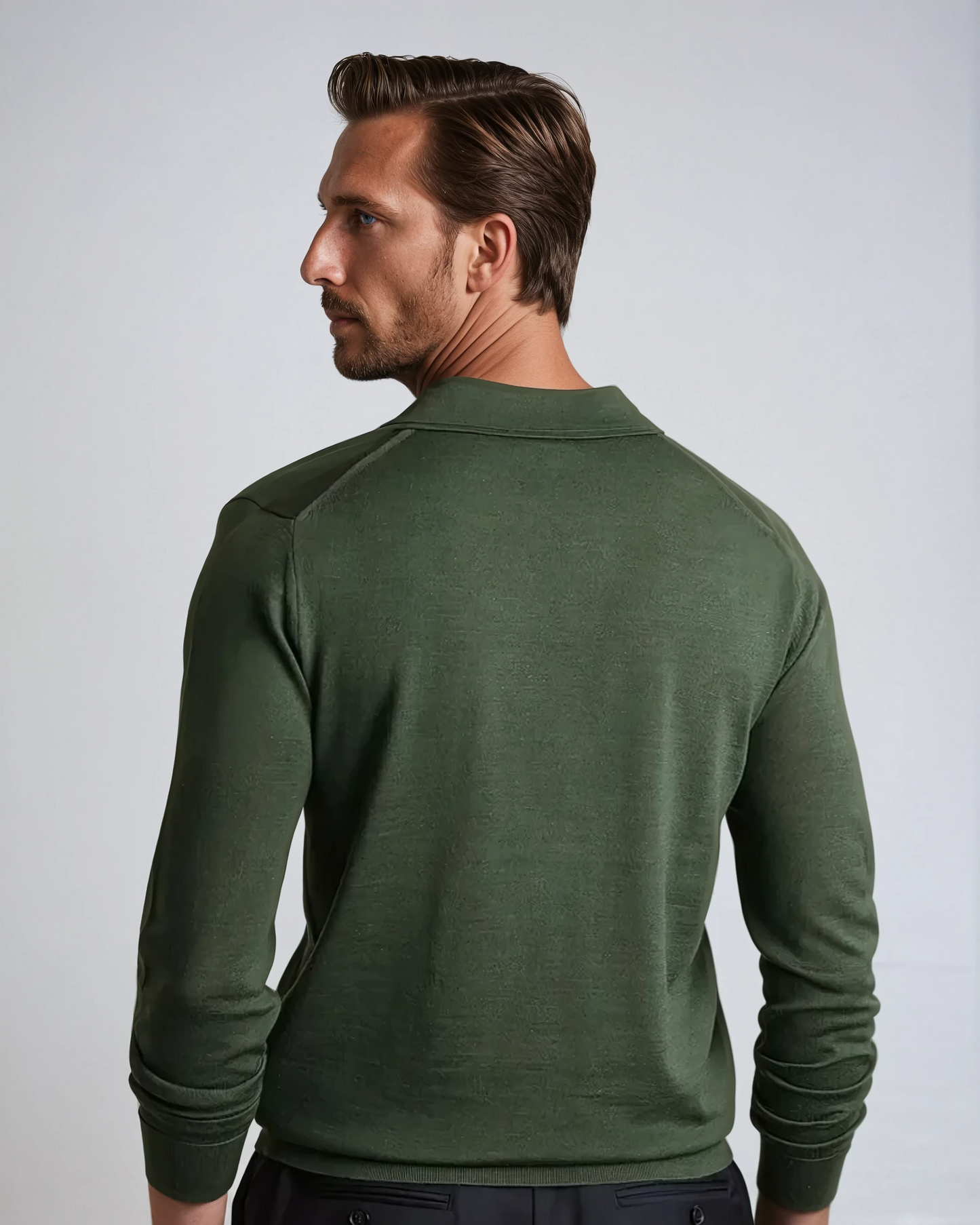 Longsleeve Polo Zonder Knopen Groen