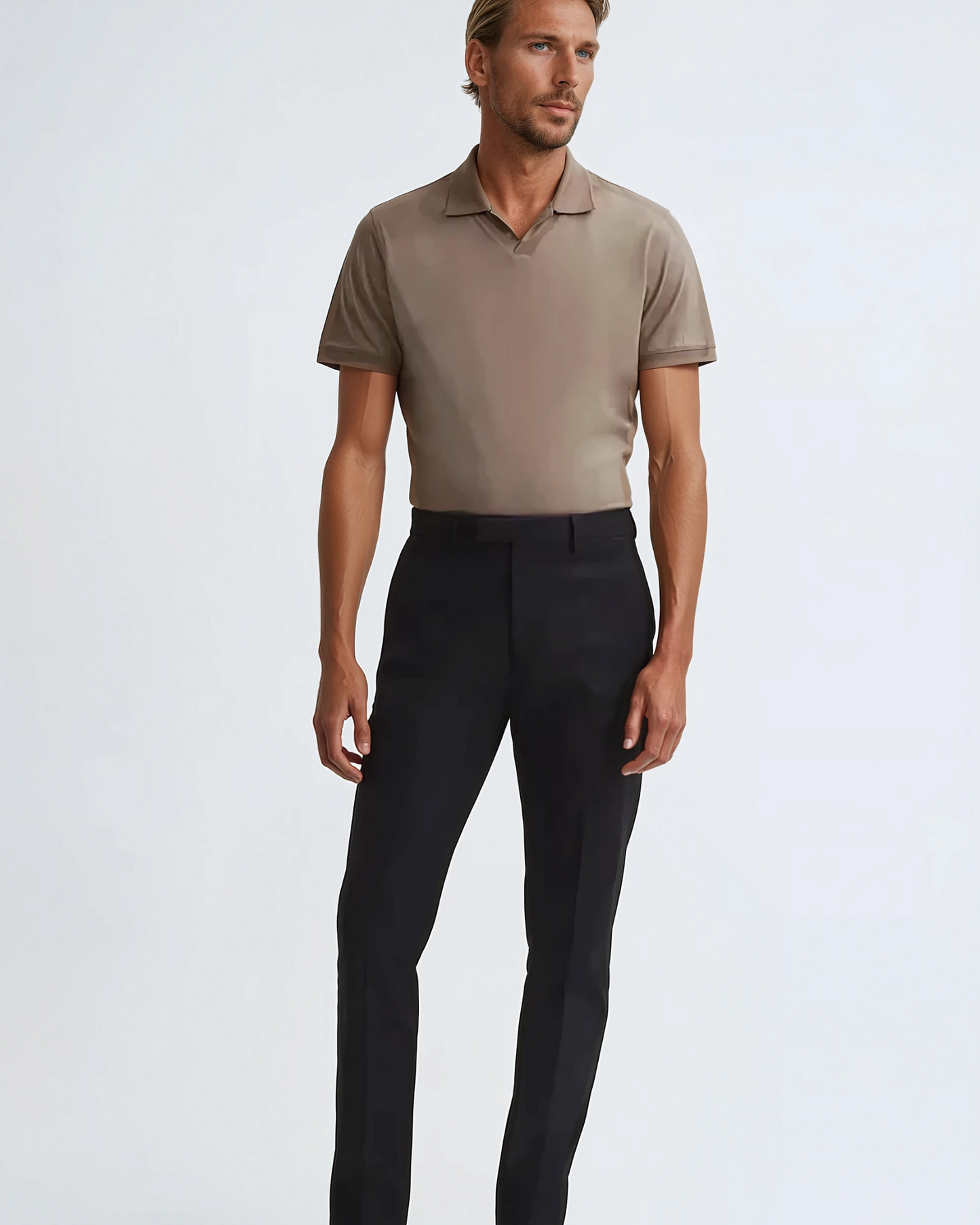 Polo Zonder Knopen Taupe
